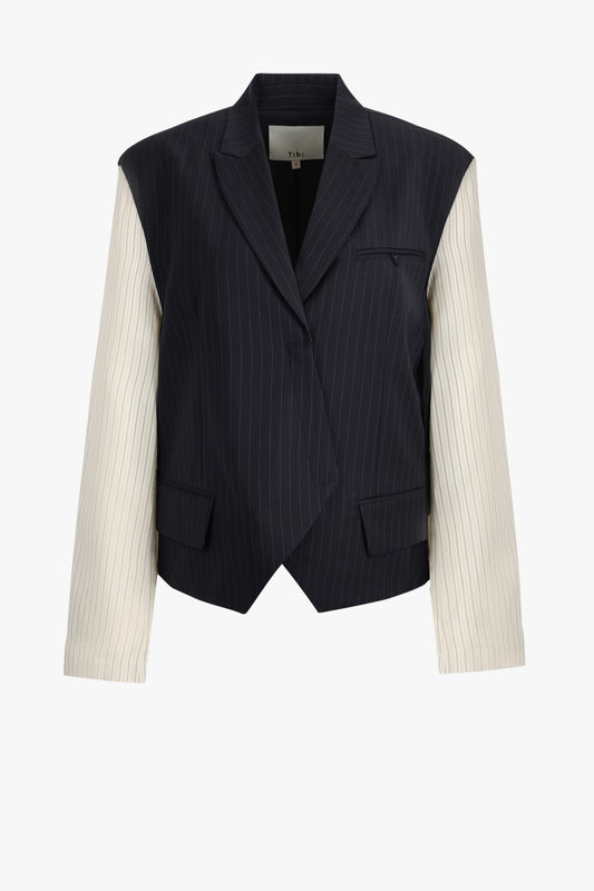 Blazer Pinstripe Combo in Navy/EcruTibi - Anita Hass