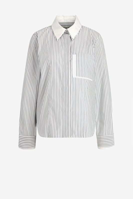 Bluse Double Layer Boyfriend in Weiß/Navy TWP Clothing