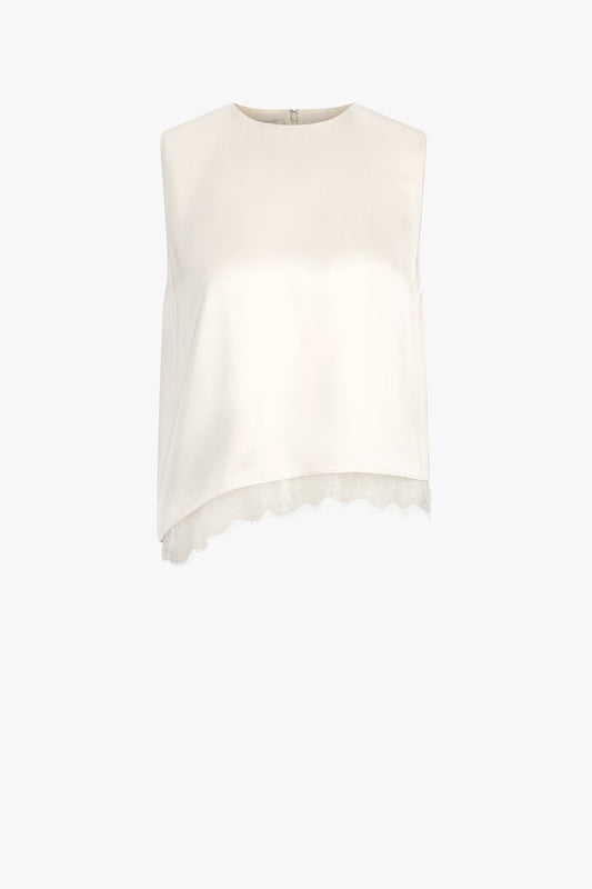 Top with Lace Trim in Cream