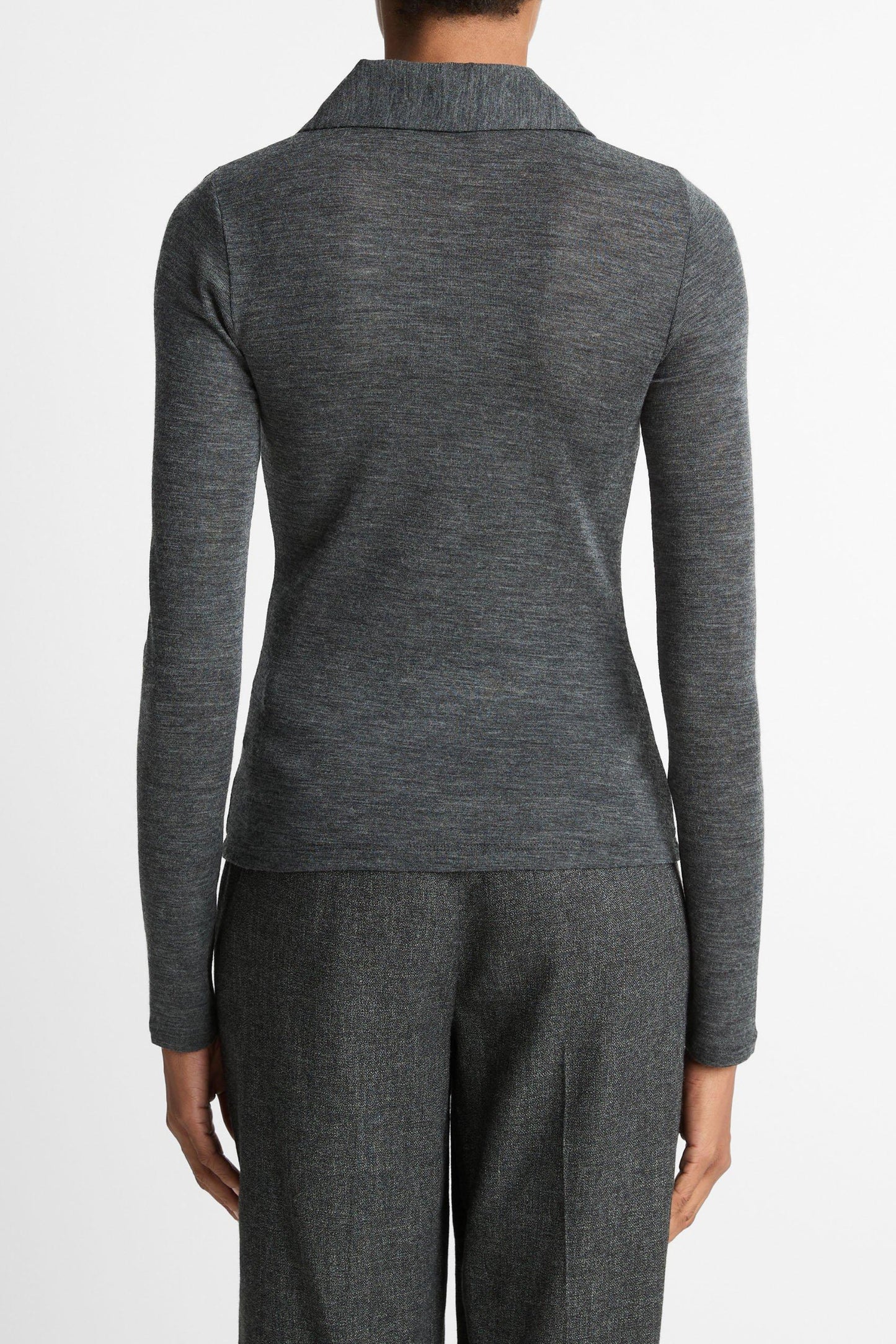 Longsleeve Polo in Heather GreyVince - Anita Hass