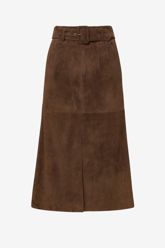 Alexie leather skirt in mocha suede