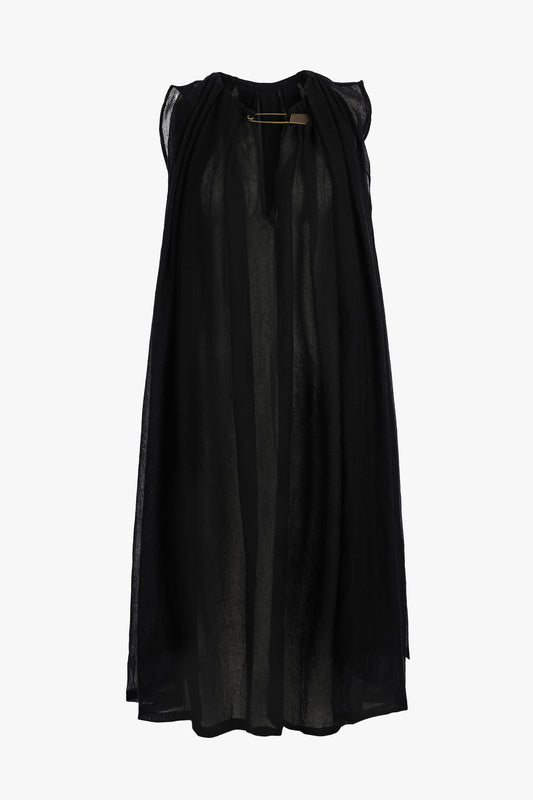 Drape Brooch dress in black