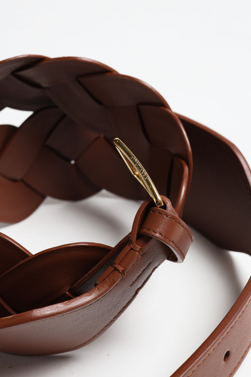 Loft Braided Leather Belt Size Medium Cognac Women's