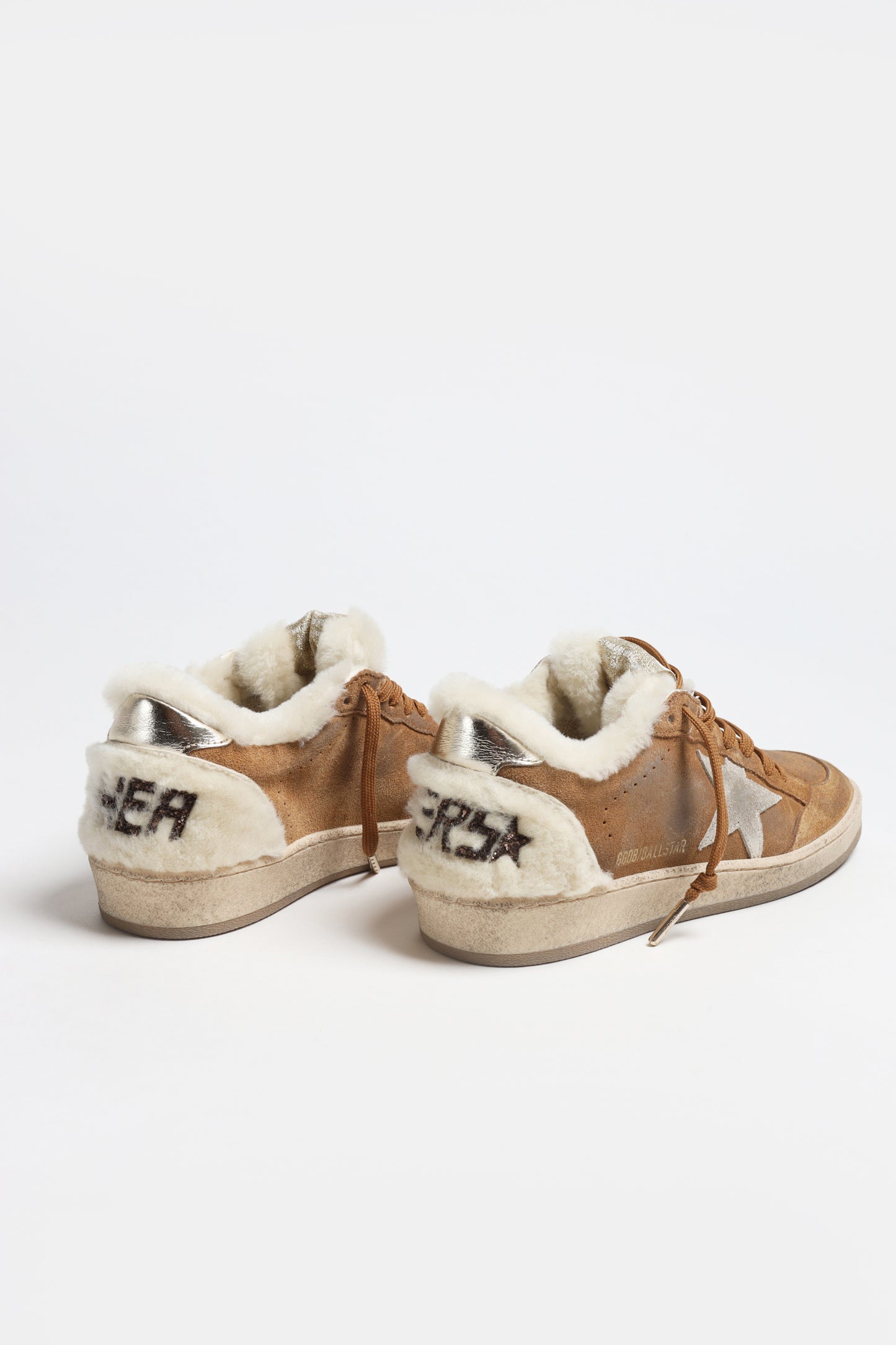 Sneaker Ball Star Shearling in Cognac/SilverGolden Goose - Anita Hass