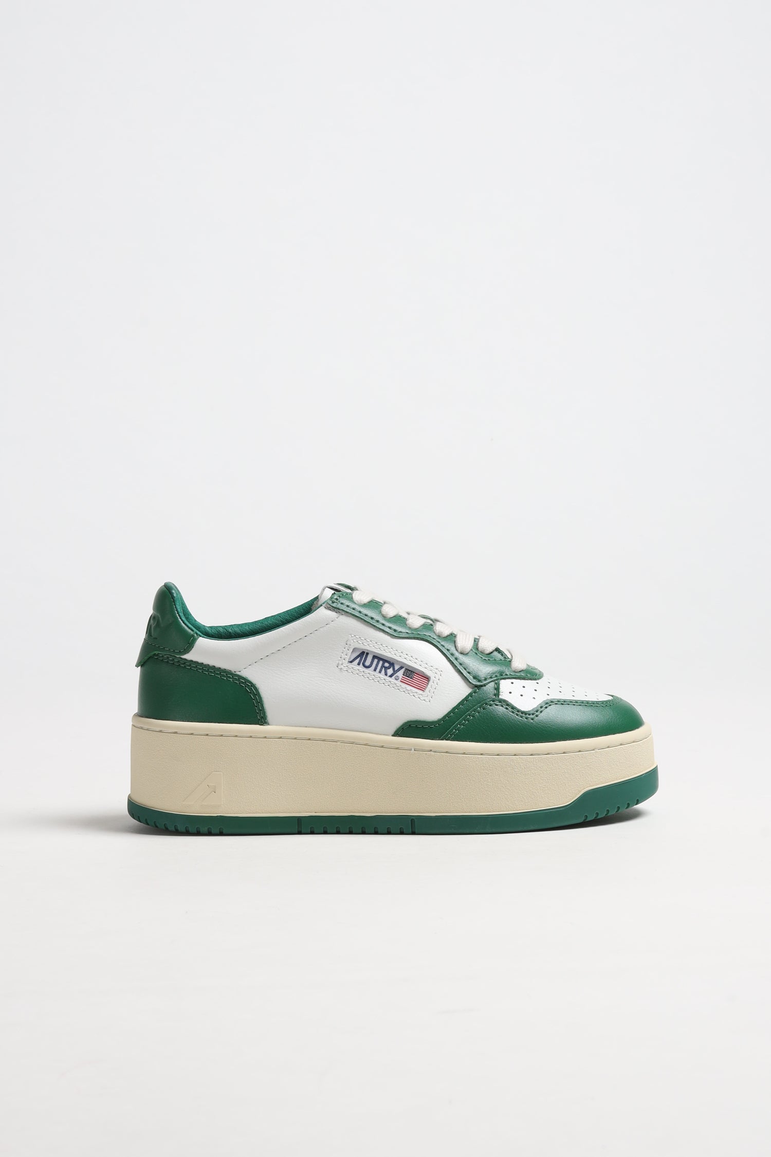 Sneaker con plateau in bianco/verde –
