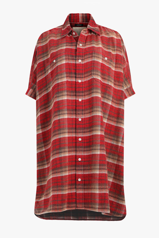 Kleid Boxy Oversized in Red Plaid