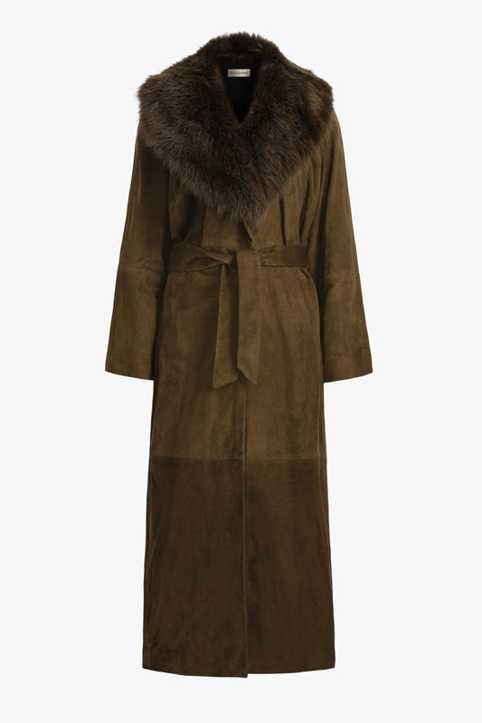 Ledermantel Briona in Deep Olive SuedeNour Hammour - Anita Hass