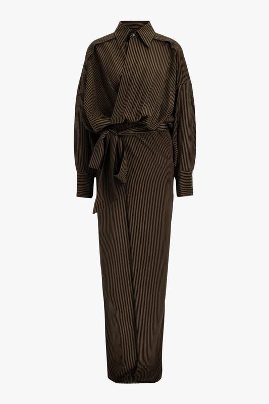 Kleid The Serenade in Brown/Black StripePetar Petrov - Anita Hass