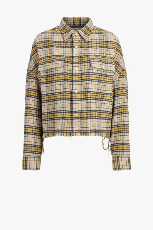 Bluse Cropped in Yellow Plaid