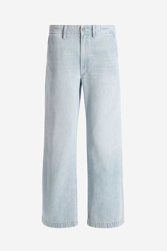 Wide leg jeans in washed pale indigo