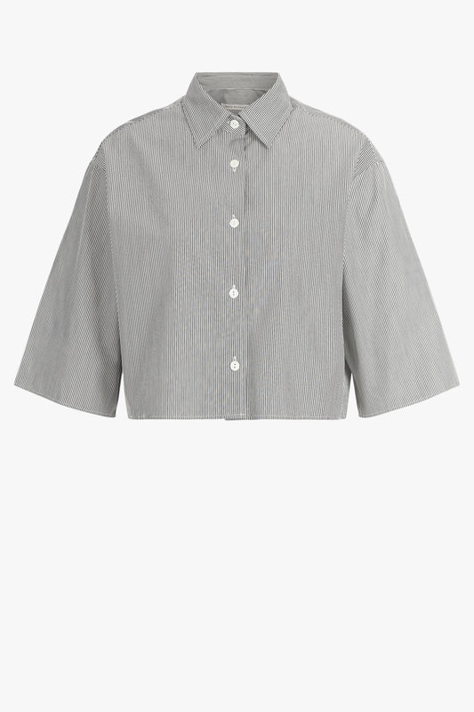 Blusa corta a rayas negra