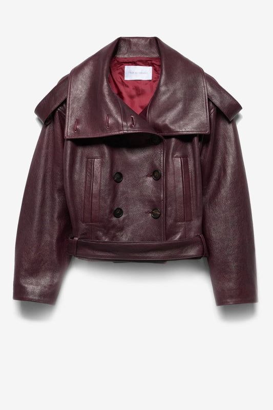 Leather Jacket in Black Cherry