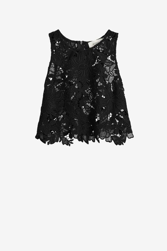 Vasto Macramé top in black