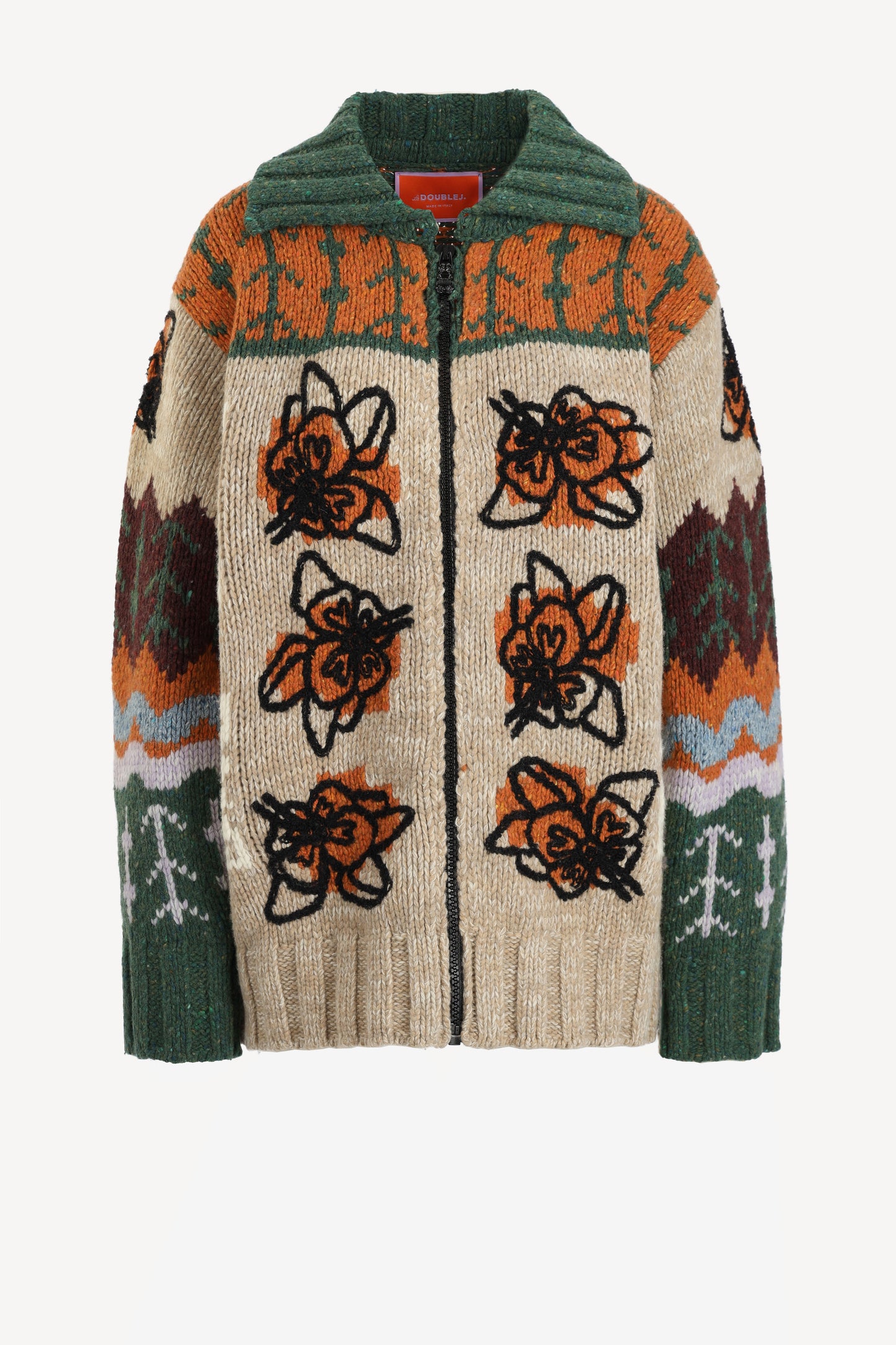 Cardigan chalet in camel/green