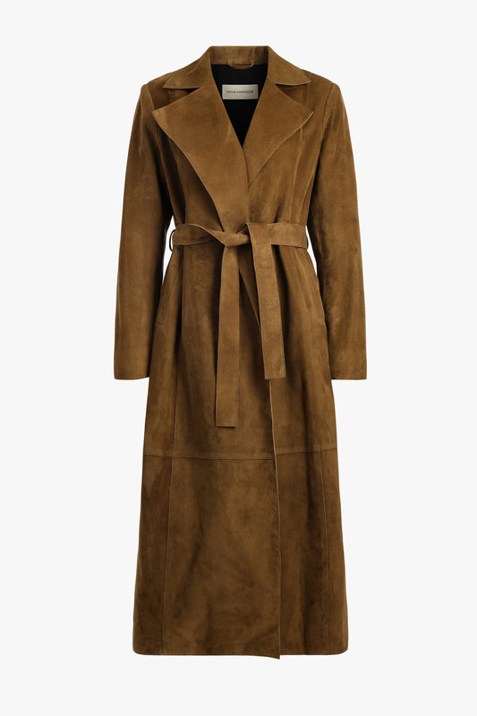 Manteau en cuir Winona in Suede Bark