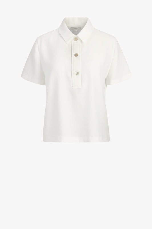 Poloshirt Crepe in Offwhite