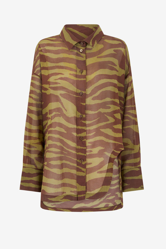 Bluse Muslin Zebra in Grün/BraunThe Attico - Anita Hass