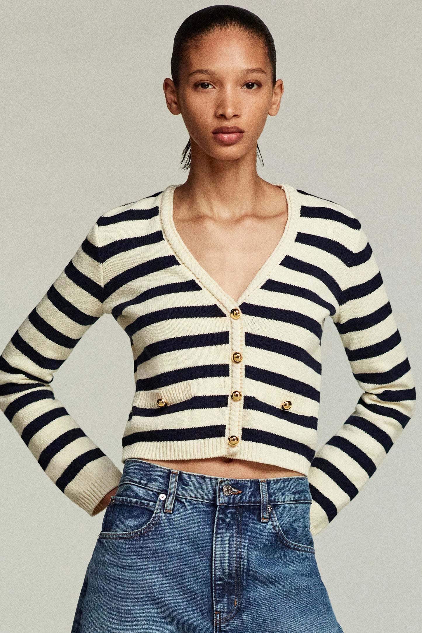 Cardigan The Harbor in Navy/CremeFrame - Anita Hass