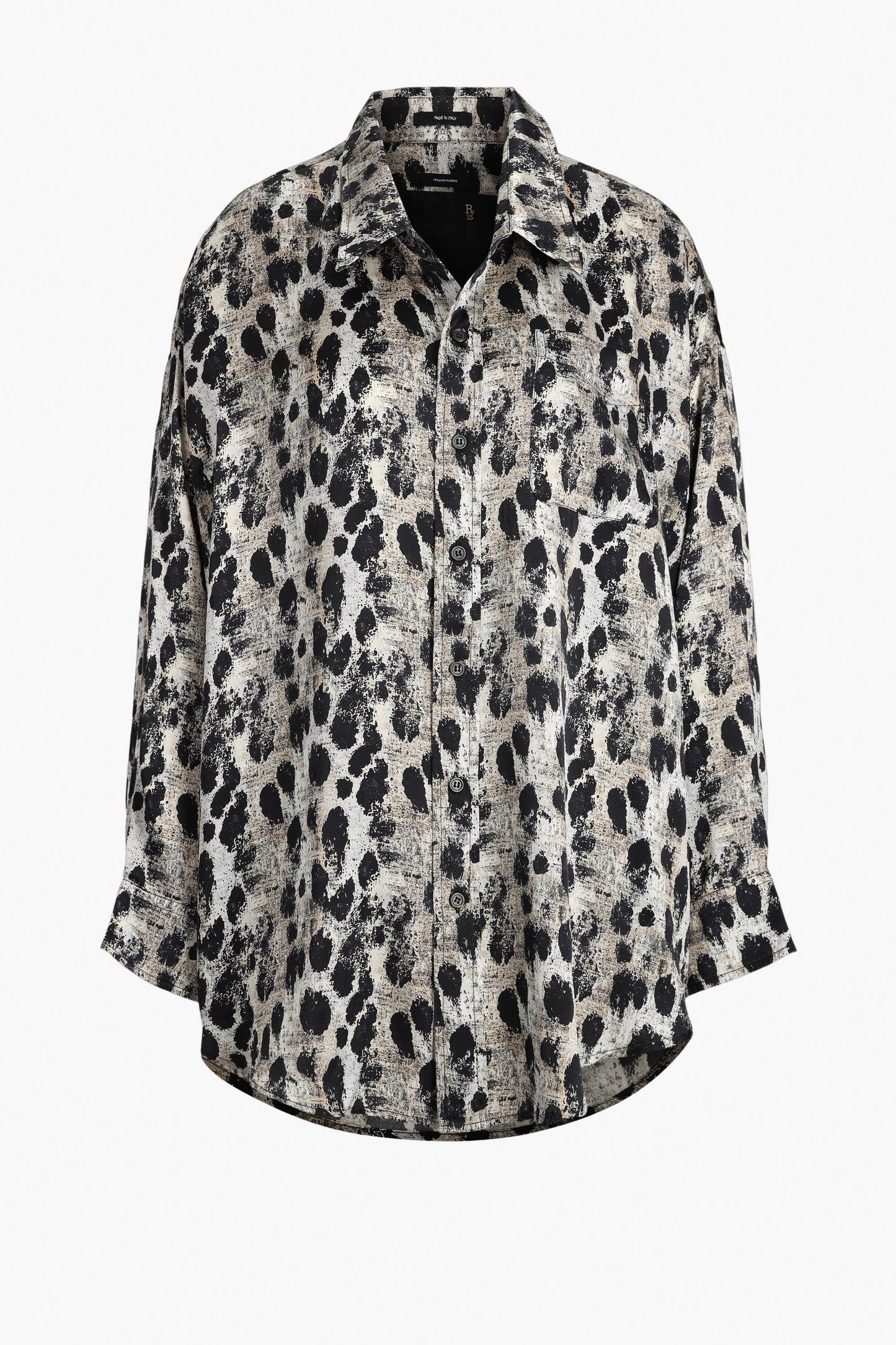 Blusa Cuello Caído Negro Plata Leopardo