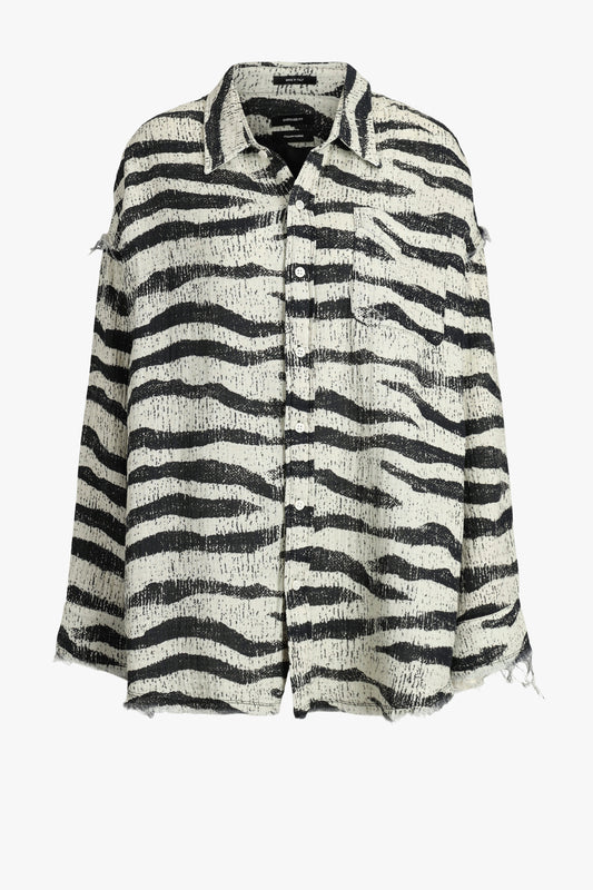 Bluse Shredded Seam Drop Neck in Zebra