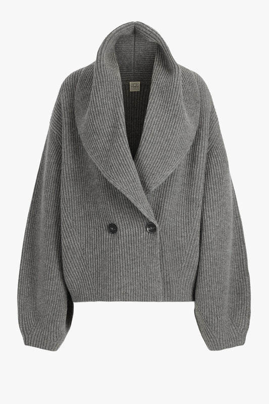 Cardigan scialle in grigio medio melange