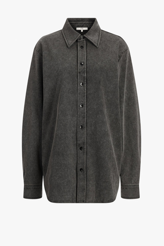 Bluse Easy Stretch Denim in Washed BlackTibi - Anita Hass