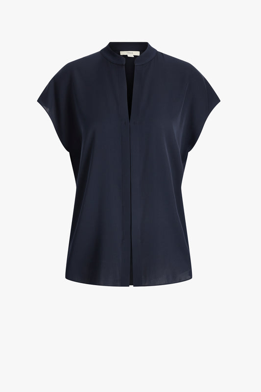 Seidenbluse Cap Sleeve in Coastal BlueVince - Anita Hass