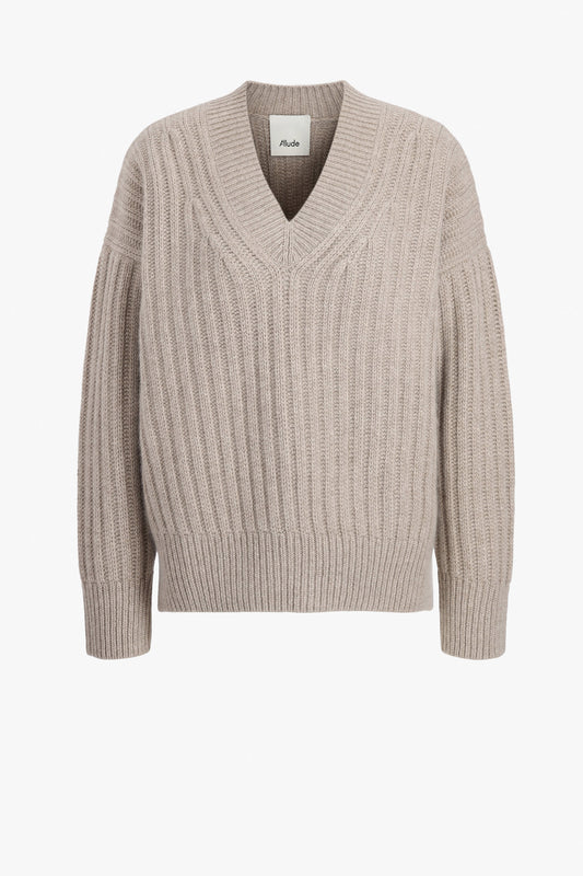 Pullover Rib V in TaupeAllude - Anita Hass
