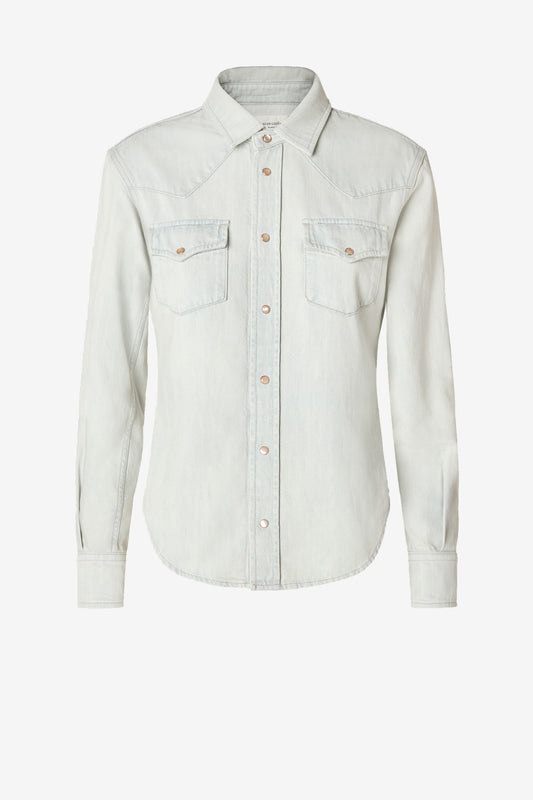 Jeansbluse Western in Light Blue