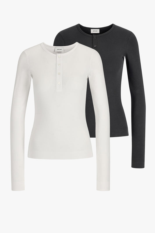 Gale longsleeve-set in wit/zwart