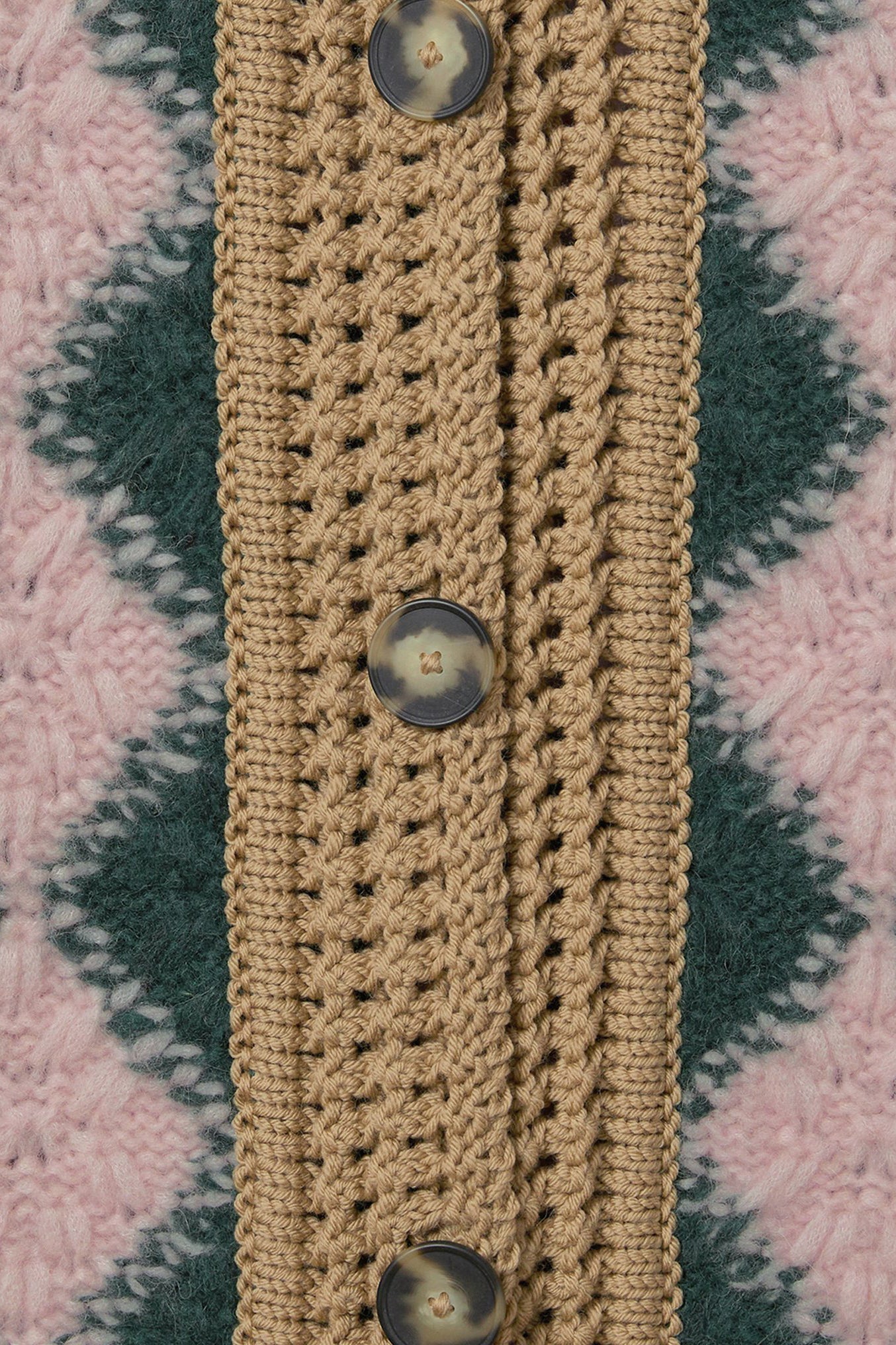 Cardigan Crochet Bowling in Camel ArgyleLa Double J - Anita Hass