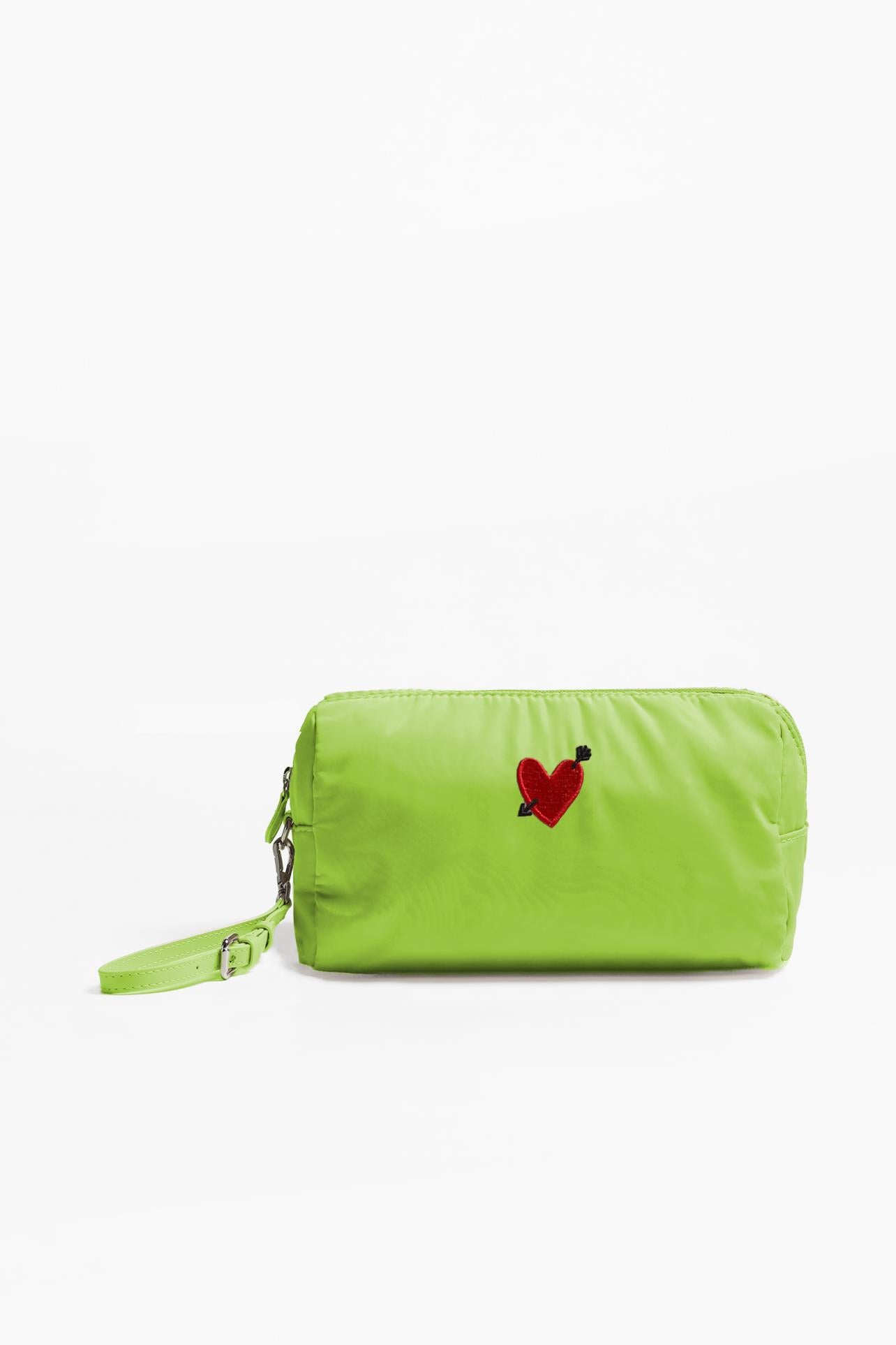 Pouch 'Heart' Large in Matcha Nylon