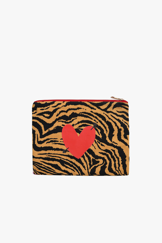 Pouch 'Heart' in Ochre Zebra Anita Hass