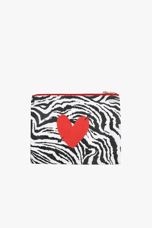 Pouch 'Heart' in White Zebra Anita Hass