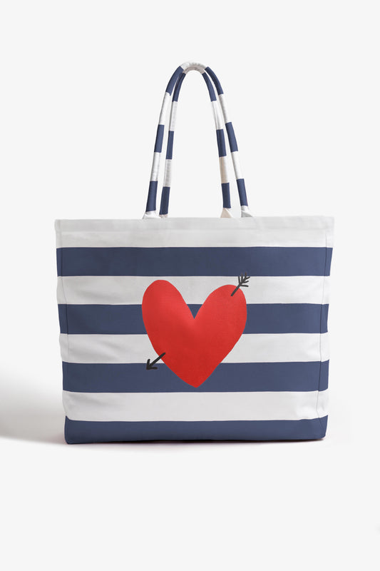 Shopper 'Heart' Large in Navy/WeißAnita Hass - Anita Hass