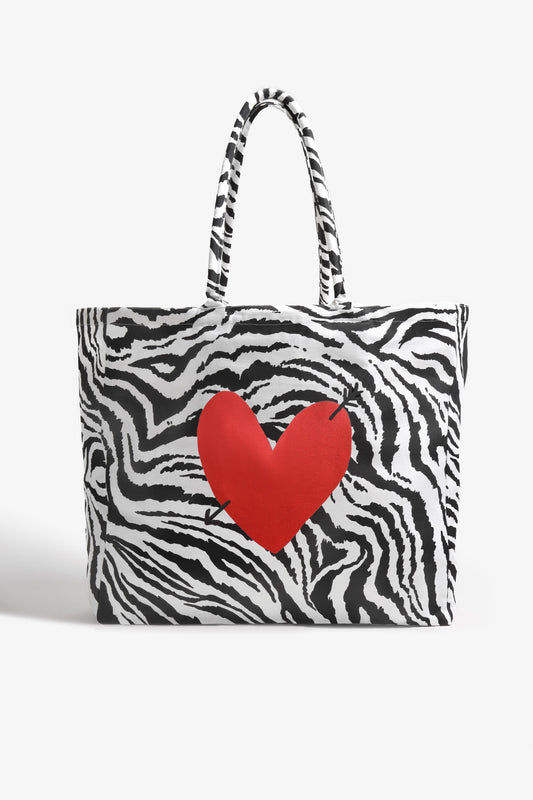 Shopper 'Heart' Large in White Zebra Anita Hass