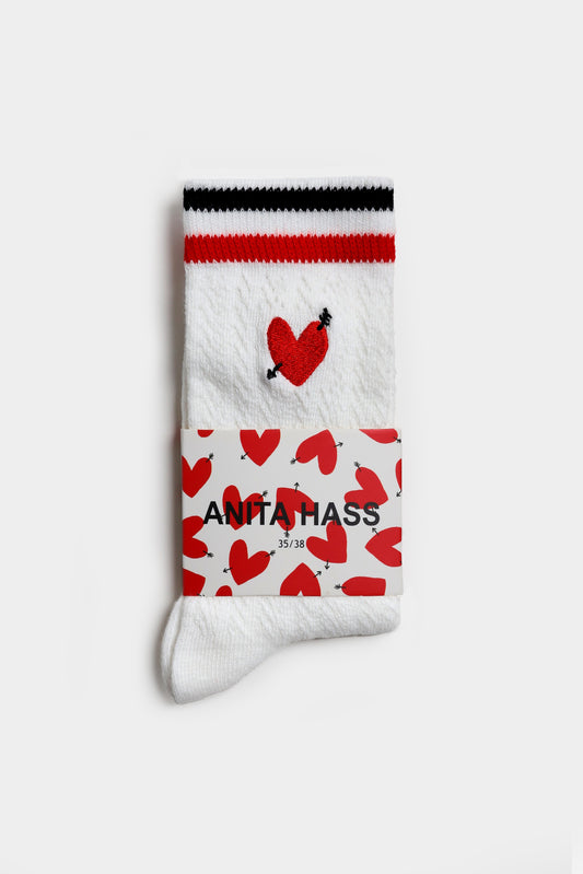 Socken Pointelle 'Heart' in IvoryAnita Hass - Anita Hass
