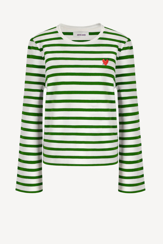 Longsleeve 'Heart' in Grün/Ivory - Anita Hass