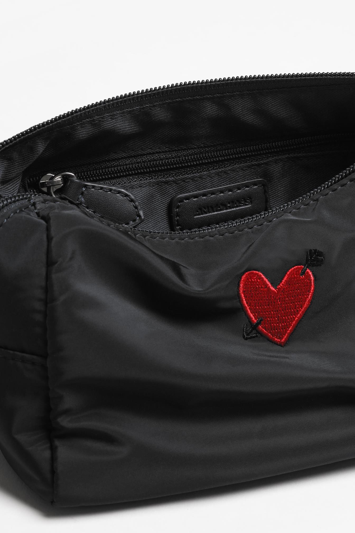 "Heart" Large Pouch in Black Nylon by Anita Hass - Anita Hass
