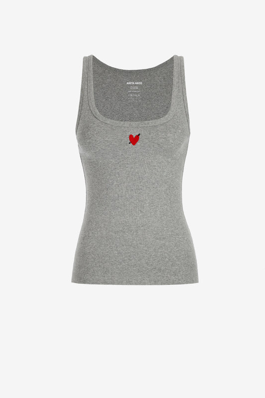 Tank Top 'Heart' in Light Grey - Anita Hass