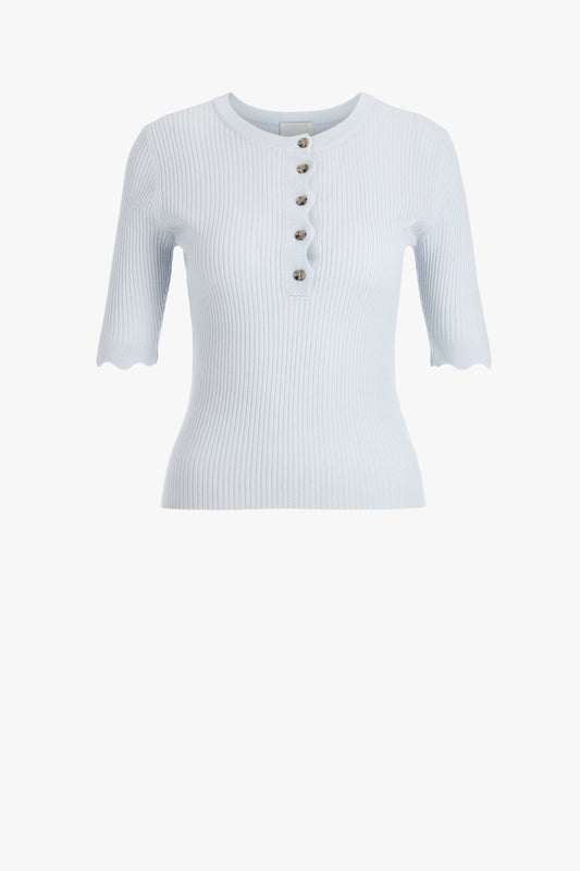 Pullover Henley Rib in Sky Allude