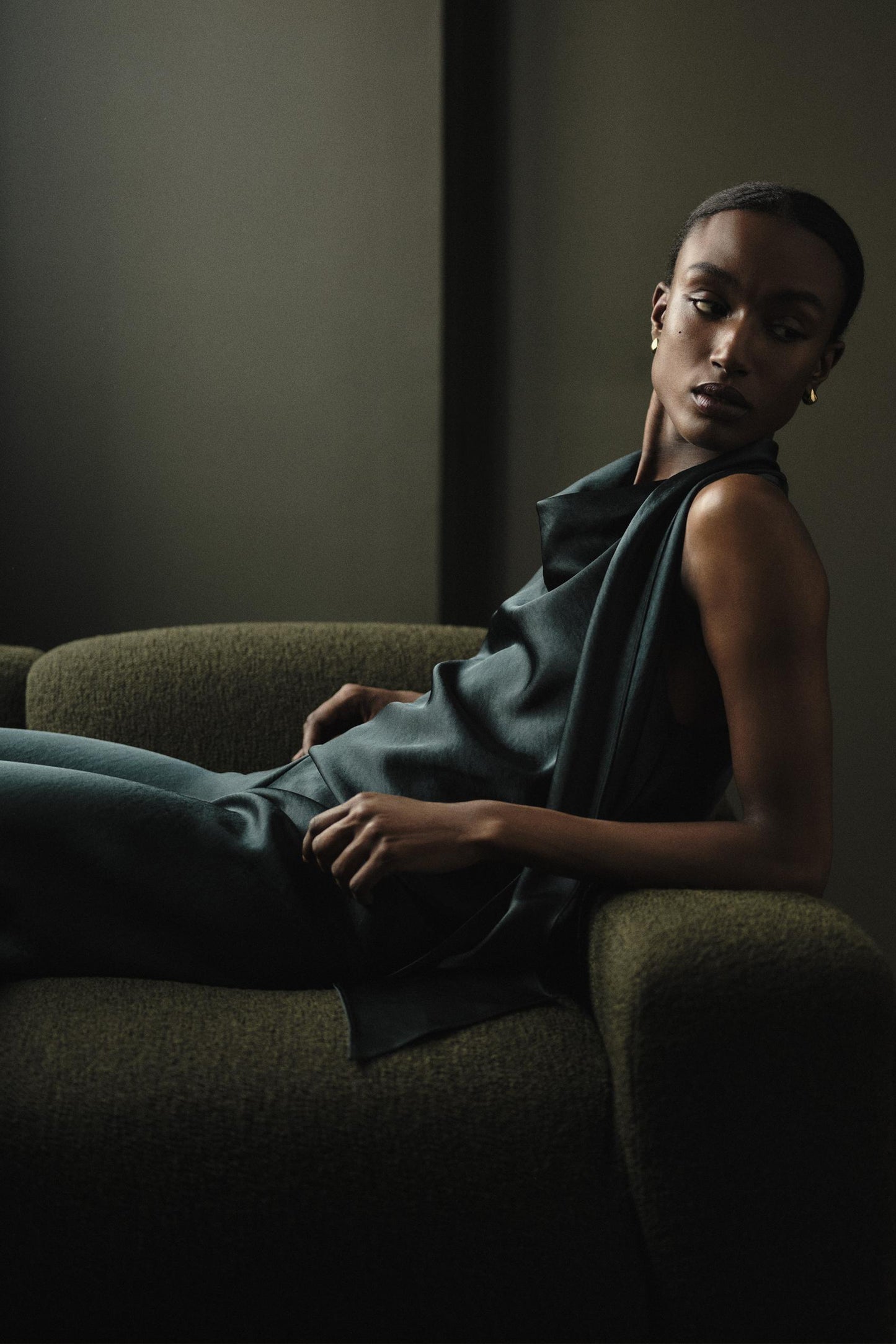 Top Satin Scarf in Juniper