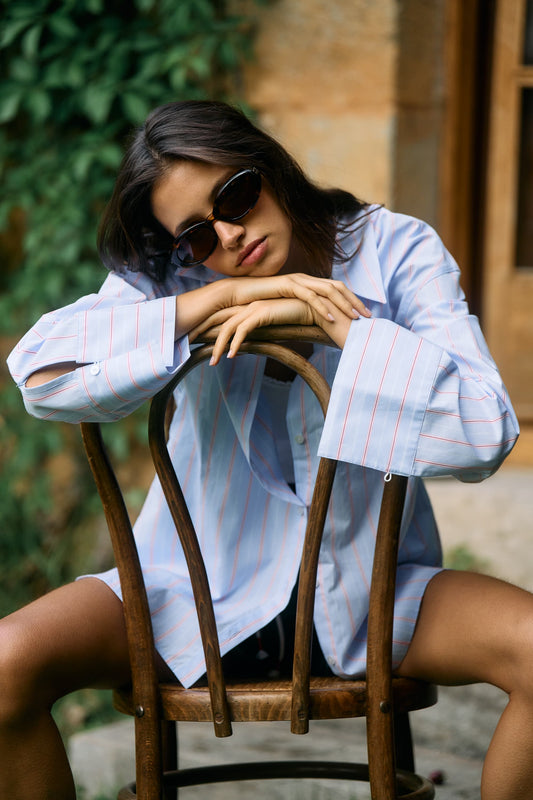 "Good Energy" Blouse in Blue/Pink by Anita Hass - Anita Hass
