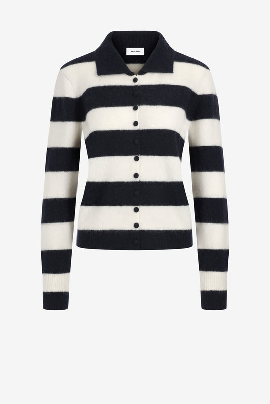Cardigan Minnie in Navy/White