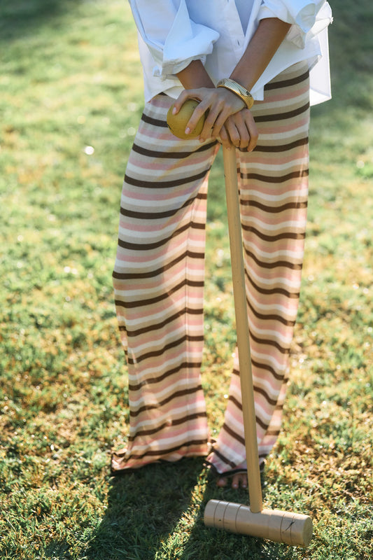 Sunset Glow Pants in Striped Lurex by Anita Hass - Anita Hass