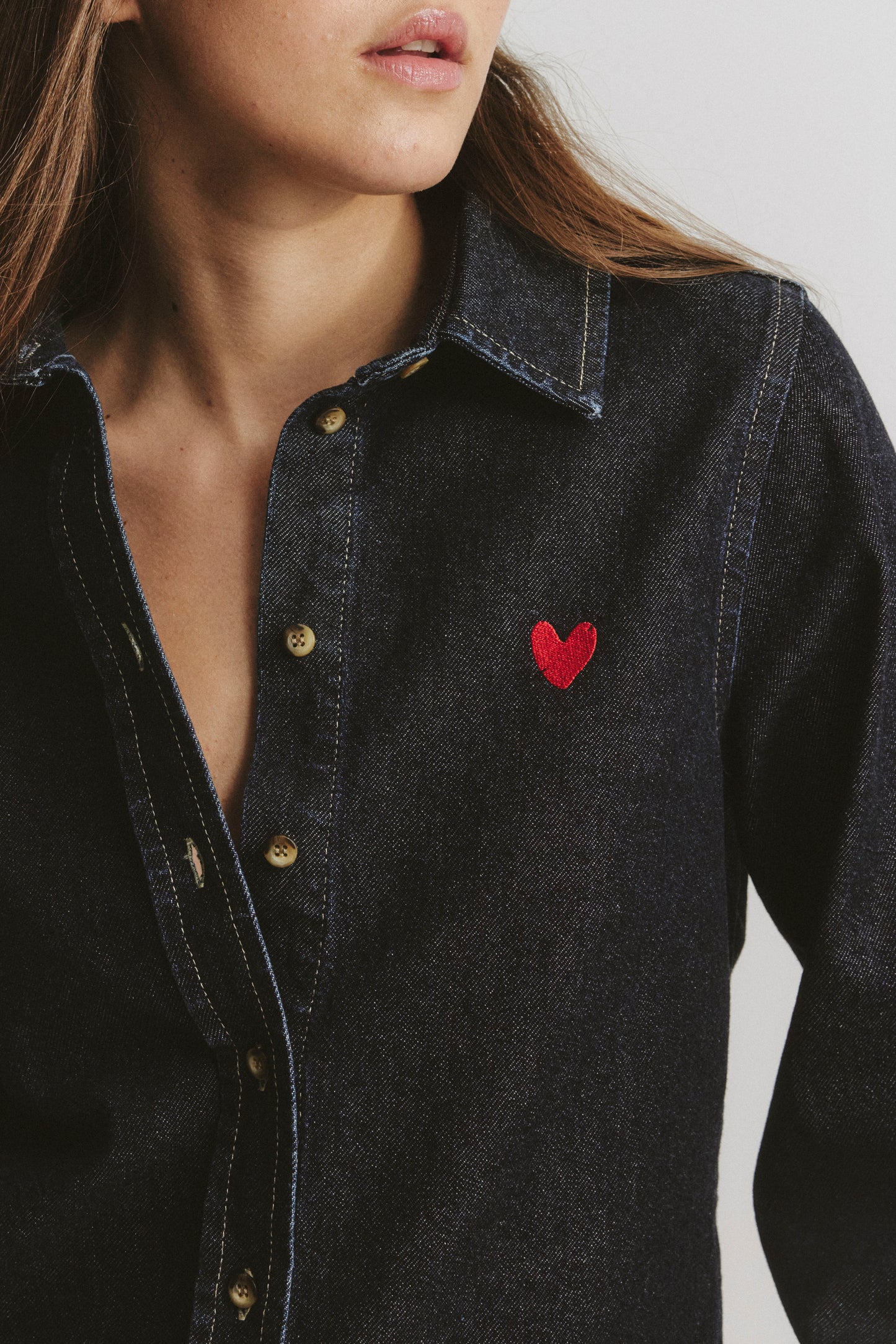 Classic Denim Blouse in Raw Denim by Anita Hass - Anita Hass