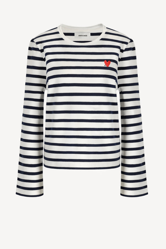 "Heart" Long-Sleeve Shirt in Navy/Ivory by Anita Hass - Anita Hass