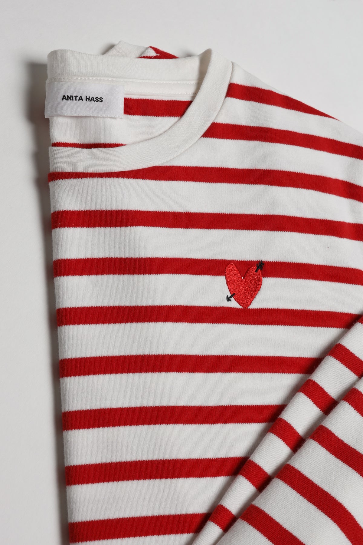"Heart" Long-Sleeve Shirt in Red/Ivory by Anita Hass - Anita Hass