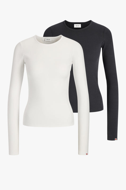 "Splash" Long-Sleeve Set in White/Black by Anita Hass - Anita Hass