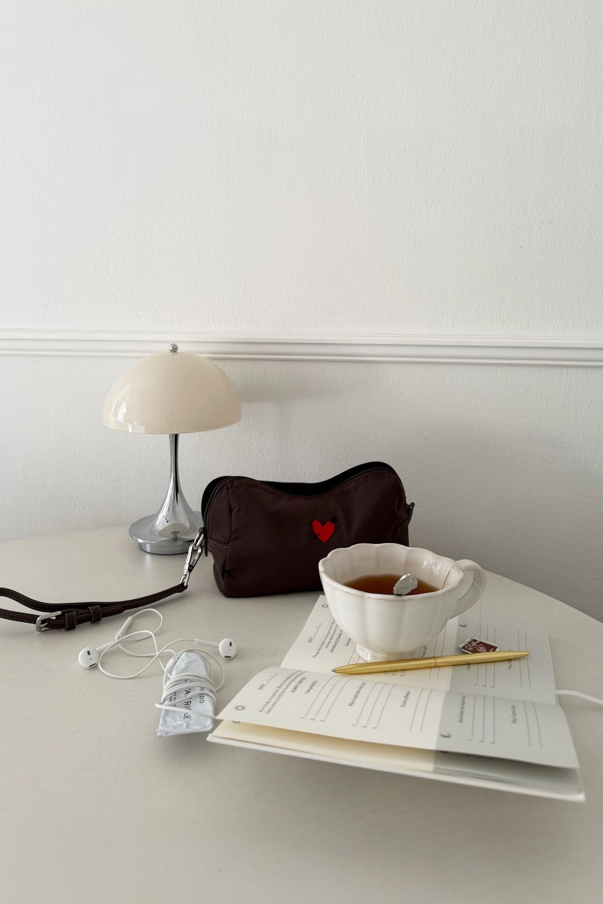 "Heart" Pouch in Brown Nylon by Anita Hass - Anita Hass